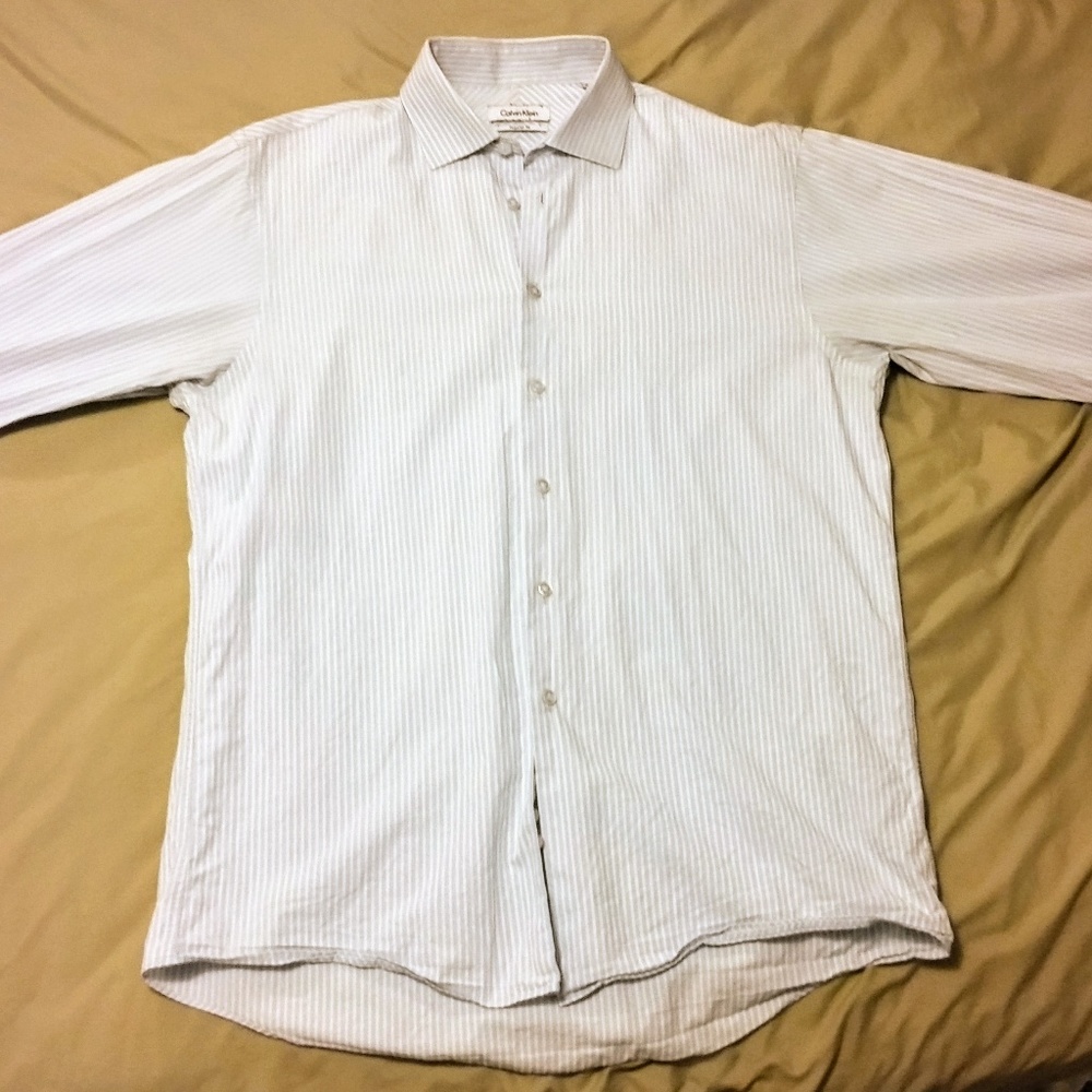 Blue and White Striped Dress Shirt